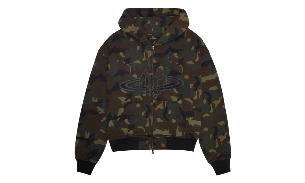 Broken Planet Zip Up Hoodie Camo Green