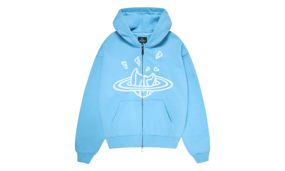 Broken Planet Zip Up Hoodie Light Blue