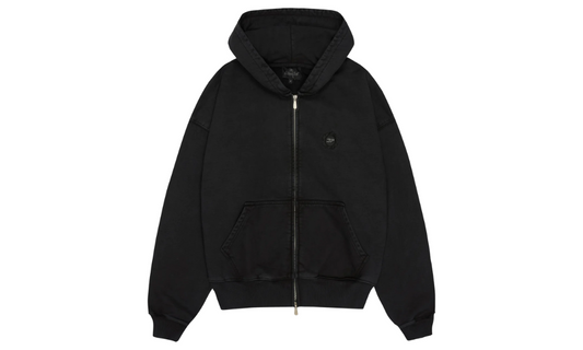 Broken Planet Basics Zip Up Hoodie Washed Midnight Black