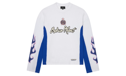 Broken Planet Long Sleeve Waffle Performance White Blue