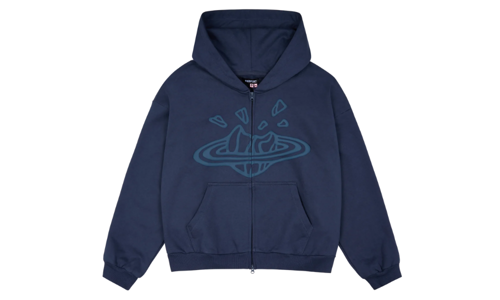 Broken Planet Zip Up Hoodie Deep Navy